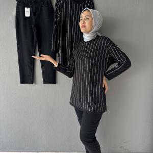 Şeritli Taşlı Tunik