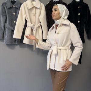 Düğme Ve Kuşaklı Detaylı Ceket